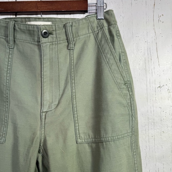 Madewell Womens Olive Green Utility Pants Patch Pockets Casual Straight Leg - Picture 4 of 15